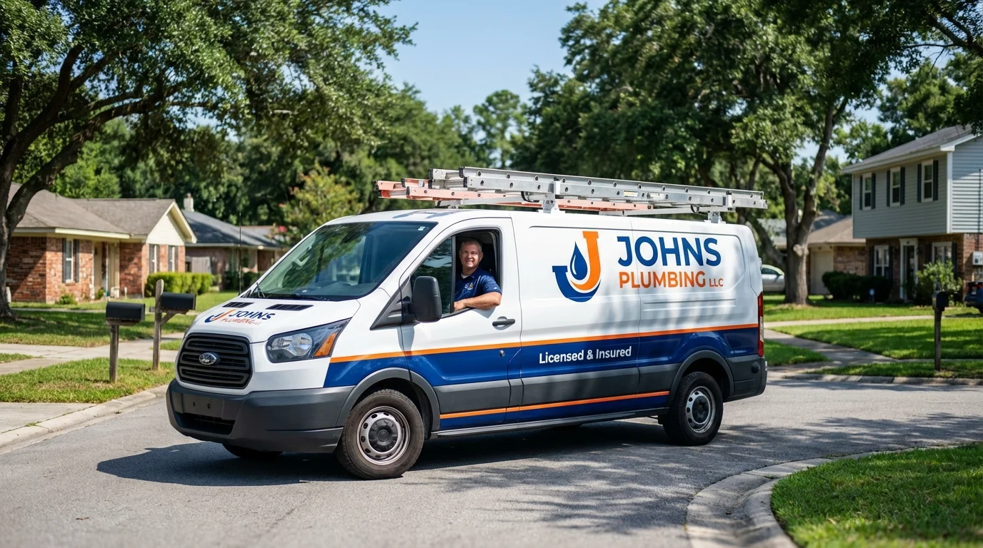 Johns Plumbing LLC service van in Orem, UT