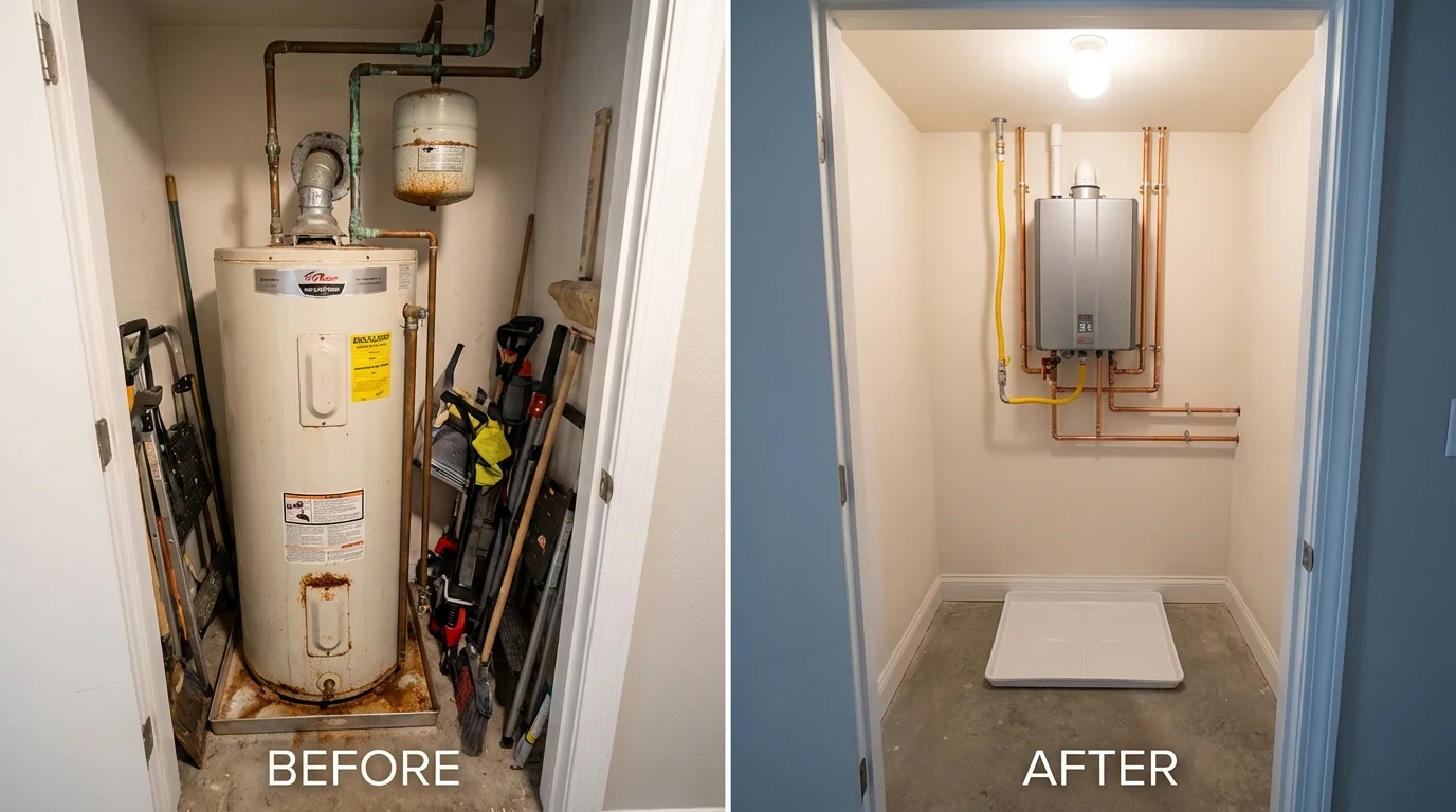 Tank water heater versus wall-mounted tankless unit comparison for Orem, UT homeowners